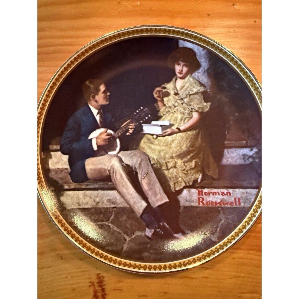 Knowles Norman Rockwell "Pondering on the Porch" Limited Ed Plate Fine China